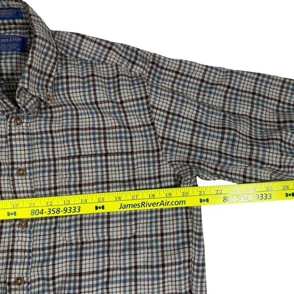 Pendleton Men's Wool Fireside Plaid Button Down Shirt Brown Gray Medium - Picture 5 of 7
